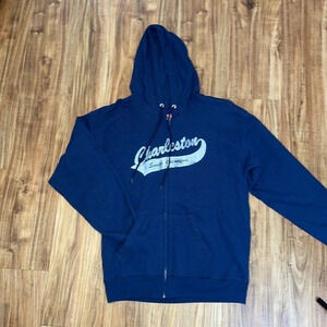 Women’s  hoodie sweatshirt Medium Charleston graphic Full zip unisex blue white